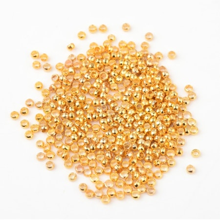 Klämpärlor av mässing, guld, 2mm (100st)