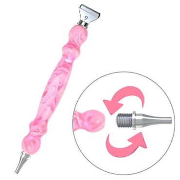 Rosa Diamond painting penna med två metallhuvud
