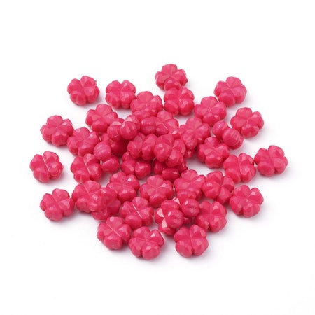 Blommor slipade akrylpärlor, deep pink, 11mm (30st)