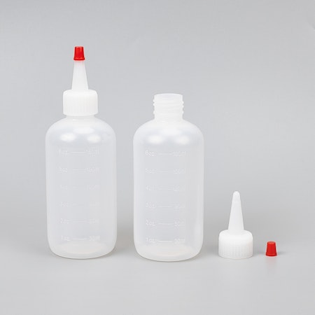 Klämflaskor med pip och kork, 180ml (2st)