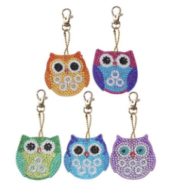 Nyckelringar diamond painting ugglor (5pack)