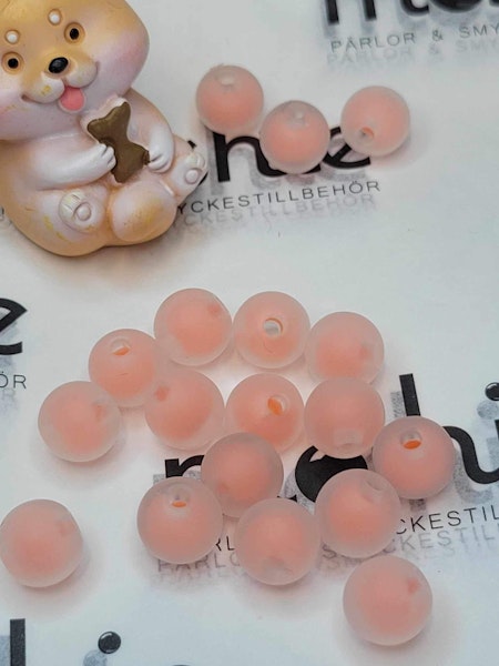 Frostade, korall, bead in bead, 9,5mm (50st)