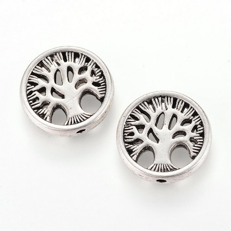 Livets träd, metallpärla, antik silver, 18x4mm (5st)