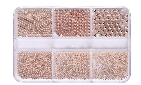 Ask med metallpärlor utan hål, rosé, caviar bead