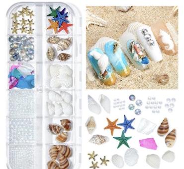 Ask med nail art, marintema med bubblor