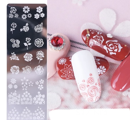 Stämpelbricka för stamping, blommor, rostfritt stål