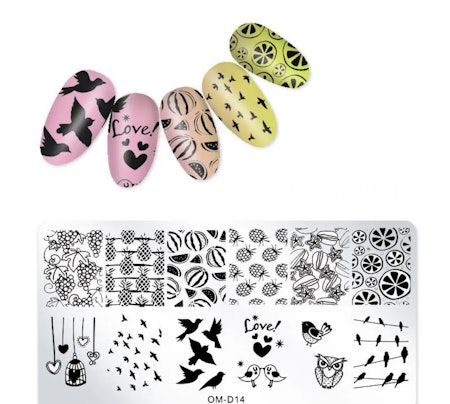 Stämpelbricka för stamping, fågel & frukt, rostfritt stål