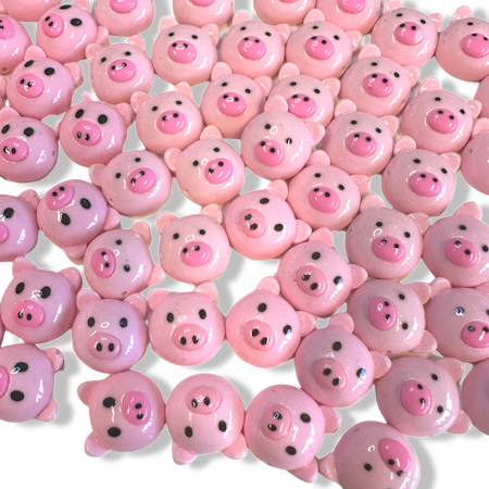 Grisar av resin, flatbacks, pärlor, 15x14mm (10st)