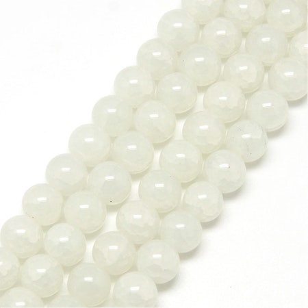Sträng glaspärlor, Dovt Krackelerade, Im so creamy, 8mm (100st)