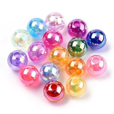 Fina AB-pläterade 8mm runda akrylpärlor, transparent mix (50st)