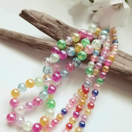 Fina AB-pläterade 8mm runda akrylpärlor, transparent mix (50st)