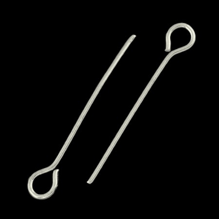 Långa öglepinnar, 5cm, järn, platinum (50st)