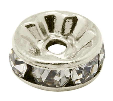 Strassrondell, platinum, 8mm, klass A, rak, mässing (20st)