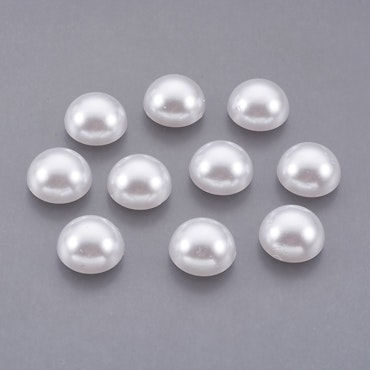 Stora halvpärlor, vit pärlimitation, 12mm (50st)
