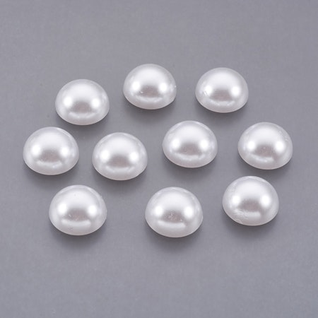 Stora halvpärlor, vit pärlimitation, 12mm (50st)