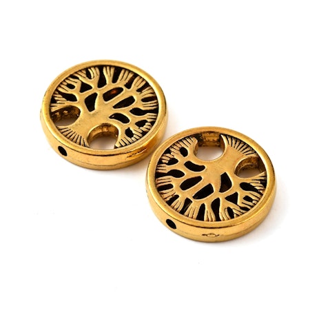 Livets träd, metallpärla, antik guld, 18x4mm (5st)
