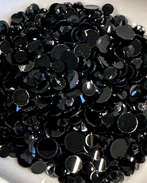 Strass, halvpärlor av akryl, svarta, 4-6mm (10g)