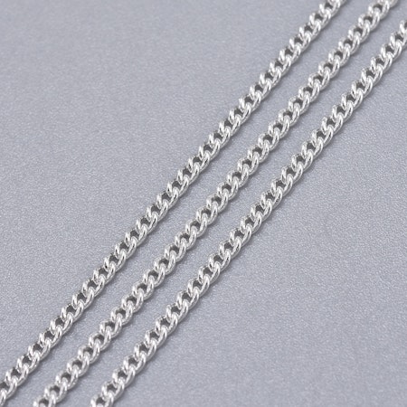 Twistkedja, mässing, 1,8x1mm, silver (5 meter)