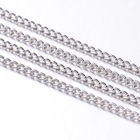 Twistkedja, 2x3mm, platinum, järn (3 meter)
