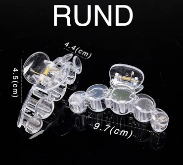 Hårklämma, stor rund transparent, produkt att fluffa, 9,7cm