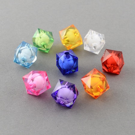 Slipade akrylkuber, 8mm, bead in bead, mix (100st)