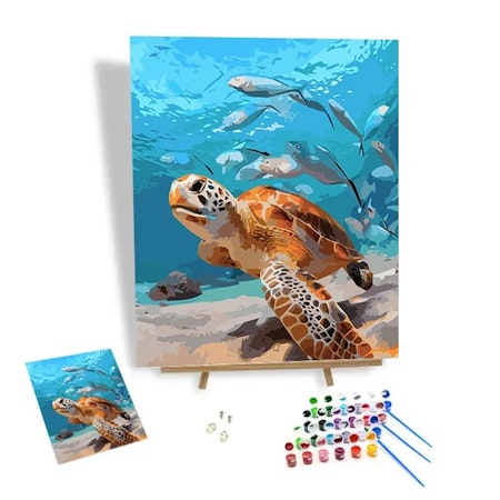 Painting by numbers, sköldpadda nr1, 40x50cm, med ram.