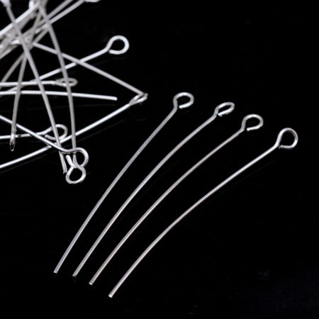 Långa öglepinnar, 5cm, järn, silver (50st)