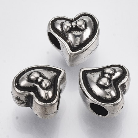 Hjärta, CCB, ormlänk, antik silver, 12mm (20st)