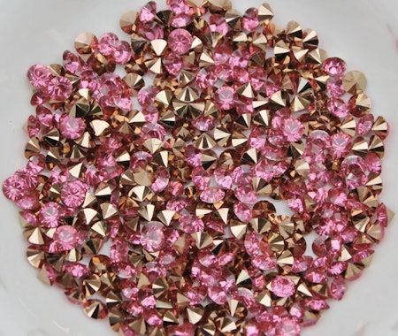 Rosa rhinestones av resin, diamantslipade, 6mm (10g)