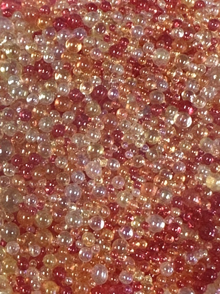 Glasbubblor utan hål, 1-3mm, rödorange (20g)