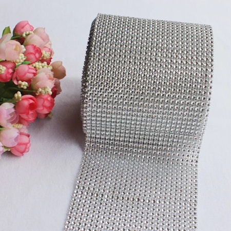 11,5cm brett glittrigt band, silver (1 meter)