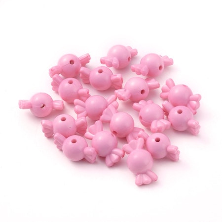 Akrylpärlor rosa karameller, 21mm (20st)