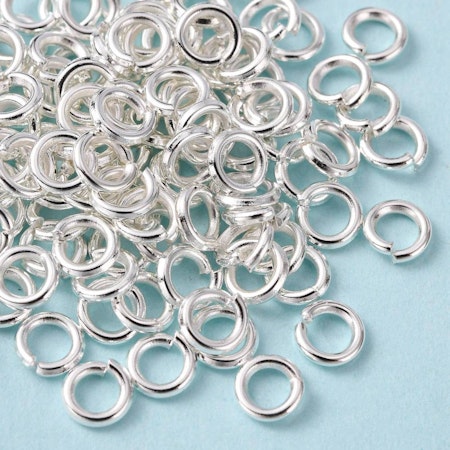 Bindringar, 5mm, mässing, silver (100st)