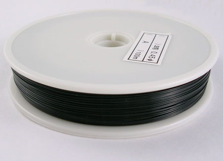 Rulle med tigertail, svart, 0.45mm (50m)