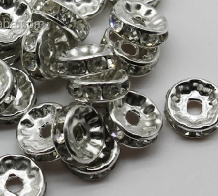 Strassrondell, 10mm, rak, platinum, mässing (20st)