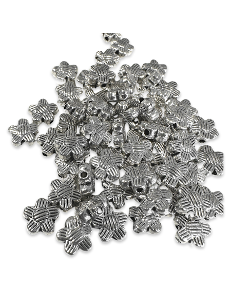 Randiga Blommor Mellandelar, antik silver, 8mm (20st)