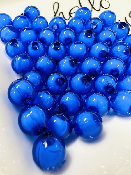 Blåa bead in bead, akrylpärlor, 7-8mm (50st)