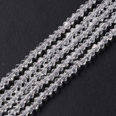 Sträng Biconeslipade klar kristallimitation, 2x3mm (ca145st)