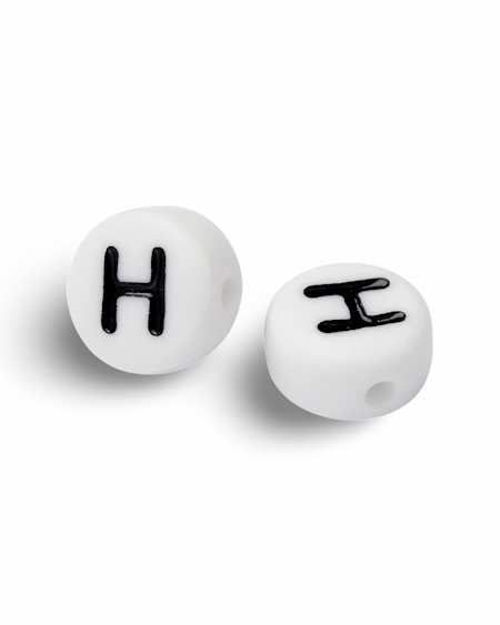 Bokstav H, bokstavspärlor, 7mm (50st)