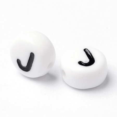 Bokstav J, bokstavspärlor, 7mm (50st)