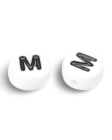 Bokstav M, bokstavspärlor, 7mm (50st)