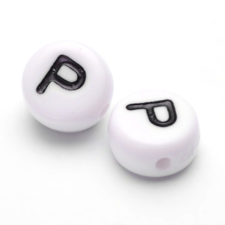 Bokstav P, bokstavspärlor, 7mm (50st)