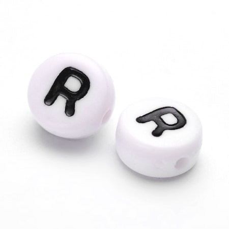 Bokstav R, bokstavspärlor, 7mm (50st)