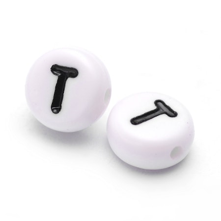 Bokstav T, bokstavspärlor, 7mm (50st)