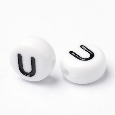 Bokstav U, bokstavspärlor, 7mm (50st)