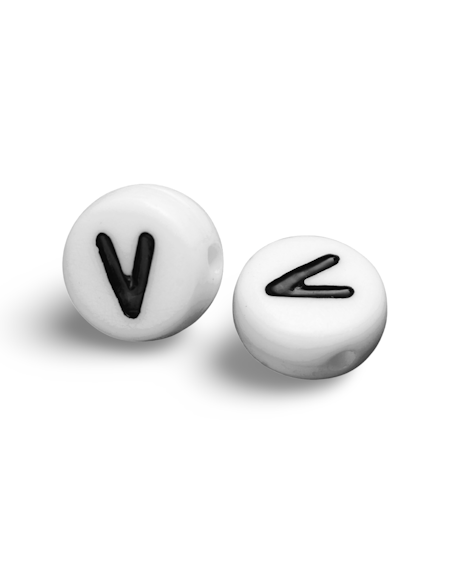 Bokstav V, bokstavspärlor, 7mm (50st)
