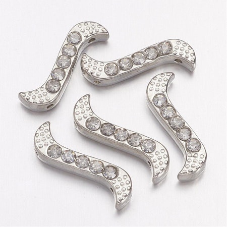 S-formade mellandelar för multistrand med rhinestones, 19x6,5mm (10st)