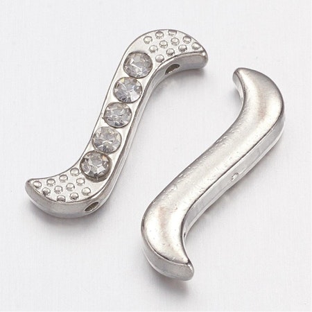 S-formade mellandelar för multistrand med rhinestones, 19x6,5mm (10st)