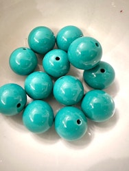 Stor rund teal, bubbelgum, akryl, 20mm (1st)