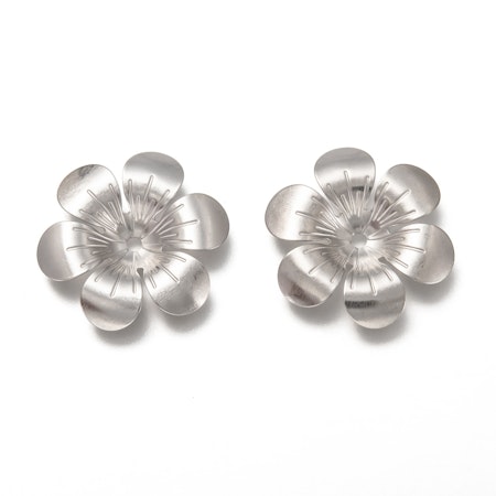Stor pärlhatt, blomma, 304 rostfritt stål, 24x26.5mm (5st)
